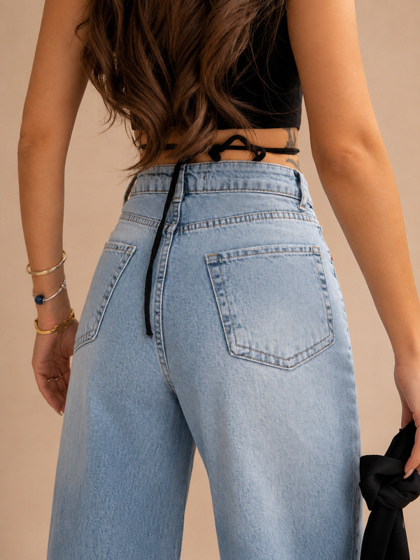 NON-STRETCH WIDE LEG JEANS WX-4175