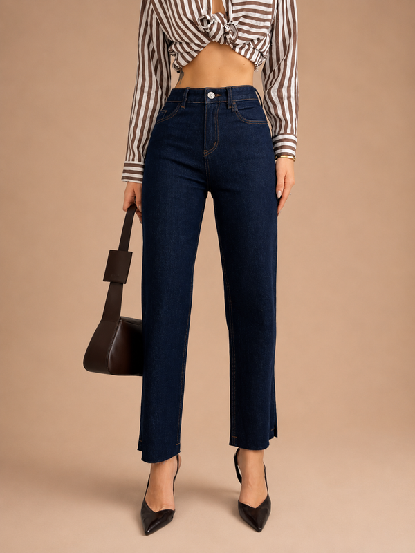 Belted Straight Fit Jeans WX-J-8
