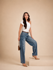 BELTED BALLOON SKATER JEANS WX-D-236