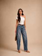 BELTED BALLOON SKATER JEANS WX-D-236