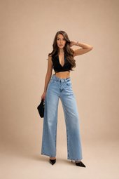 NON-STRETCH WIDE LEG JEANS WX-4175