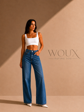 NON-STRETCH WIDE LEG JEANS WX-4243