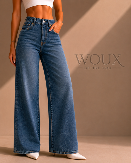 NON-STRETCH WIDE LEG JEANS WX-4243