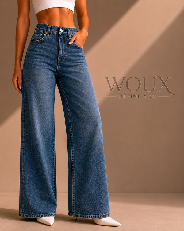 NON-STRETCH WIDE LEG JEANS WX-4243
