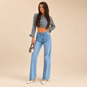 Premium Belted Straight Fit Jeans WX-4274