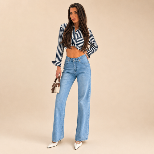 Premium Belted Straight Fit Jeans WX-4274