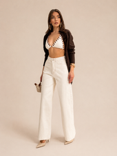 NON-STRETCH WIDE LEG JEANS WX-4304