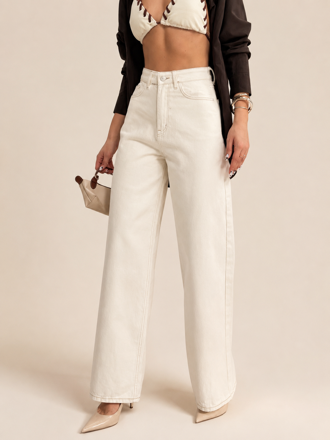 NON-STRETCH WIDE LEG JEANS WX-4304