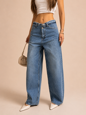 Folded Waist Wide-Leg Jeans WX-D-366