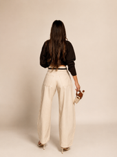NON-STRETCH BELTED BALLOON JEANS WX-D-378