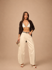 NON-STRETCH BELTED BALLOON JEANS WX-D-378