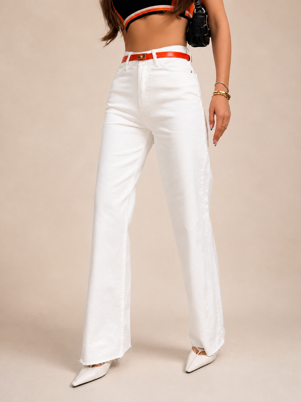 NON-STRETCH BELTED STRAIGHT FIT DENIM  WXD-367