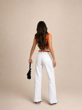 NON-STRETCH BELTED STRAIGHT FIT DENIM  WXD-367