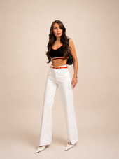 NON-STRETCH BELTED STRAIGHT FIT DENIM  WXD-367